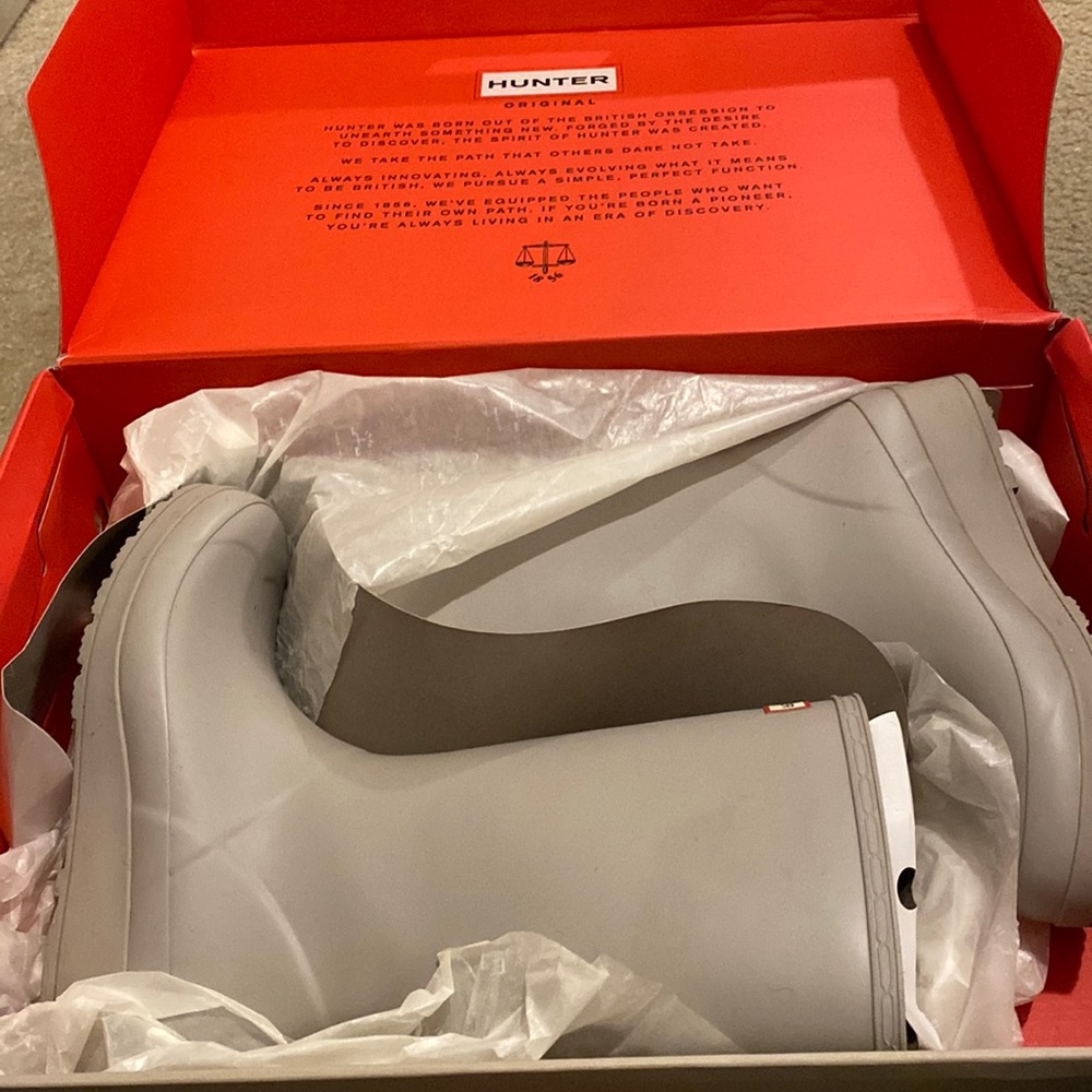 Size 8 grey Hunter Rain boots no box